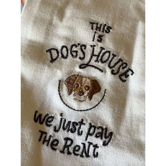 Set Of 2 Dog-Lovers Themed Kitchen Towels Embroidery & Cartoon Prints 100 Cotton - Picture 2 of 12